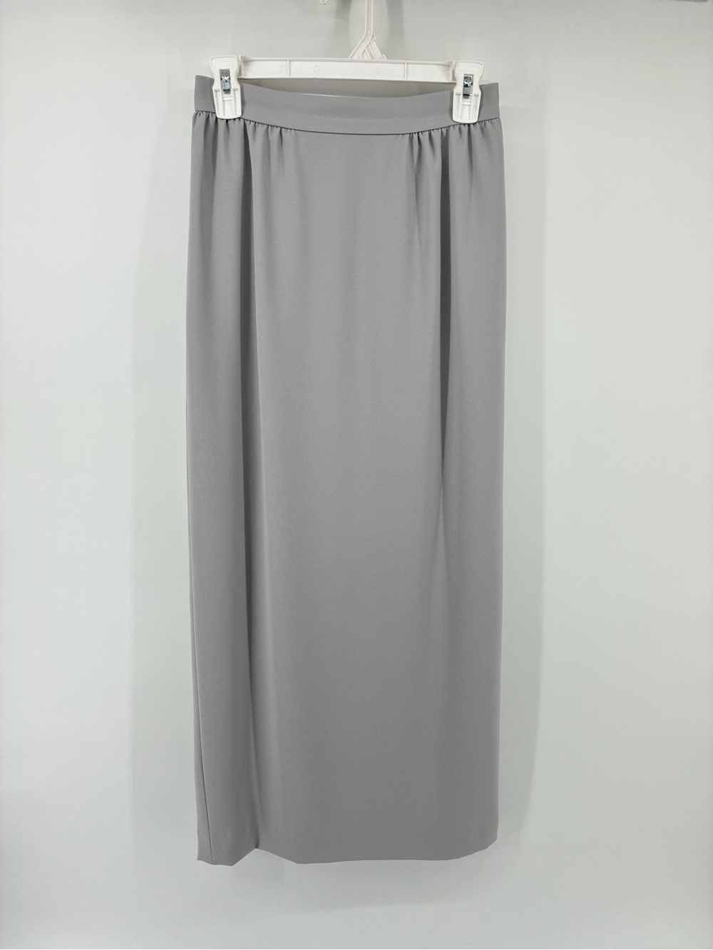 Vintage Sleek Light Gray Maxi Pencil Skirt Back Slit